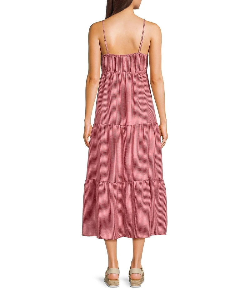 Blu Pepper Striped V-Neck Tiered Dress
