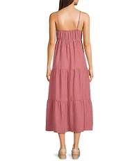 Blu Pepper Striped V-Neck Tiered Dress