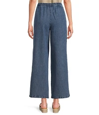 Blu Pepper Striped Washed Denim Tie Waist Jeans