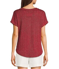 Blu Pepper Sweater Knit V-Neck Short Sleeve Top
