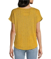 Blu Pepper Sweater Knit V-Neck Short Sleeve Top