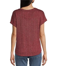 Blu Pepper Sweater Knit V-Neck Short Sleeve Top