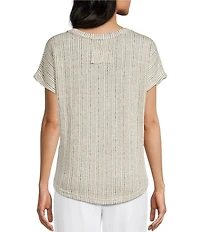 Blu Pepper Sweater Knit V-Neck Short Sleeve Top