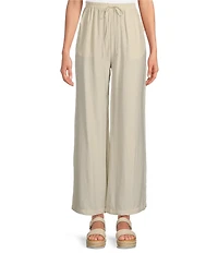 Blu Pepper Tie Cinch Elastic Waist Flat Front Full Length Pull-On Pants