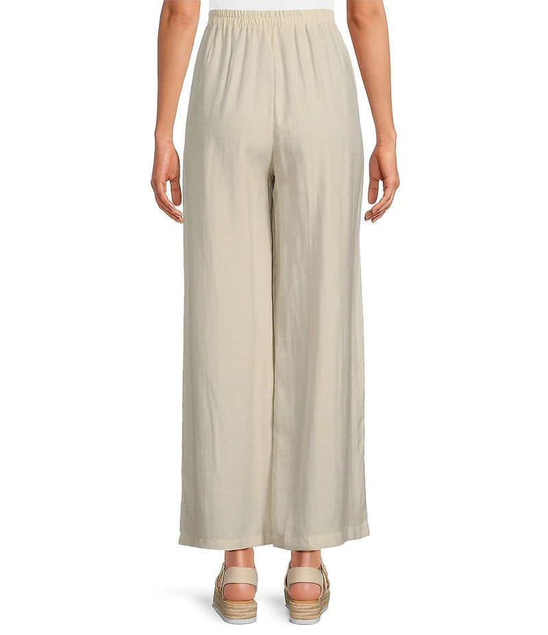 Blu Pepper Tie Cinch Elastic Waist Flat Front Full Length Pull-On Pants