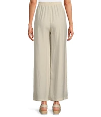 Blu Pepper Tie Cinch Elastic Waist Flat Front Full Length Pull-On Pants