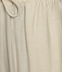 Blu Pepper Tie Cinch Elastic Waist Flat Front Full Length Pull-On Pants