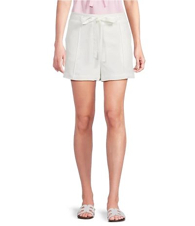 Blu Pepper Tie Front Mid Rise Flat Front Shorts