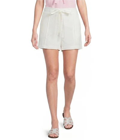 Blu Pepper Tie Front Mid Rise Flat Front Shorts