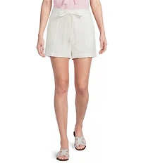 Blu Pepper Tie Front Mid Rise Flat Front Shorts