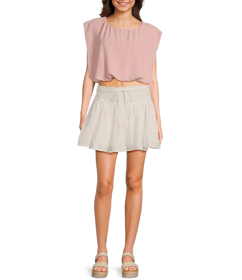 Blu Pepper Tie Front Mini Ruffle Skirt