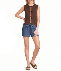 Blu Pepper Tie Front Sleeveless Knit Cardigan