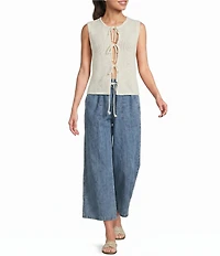 Blu Pepper Tie Front Sleeveless Knit Cardigan
