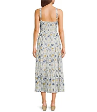 Blu Pepper Tropical Printed Tiered Midi Dress