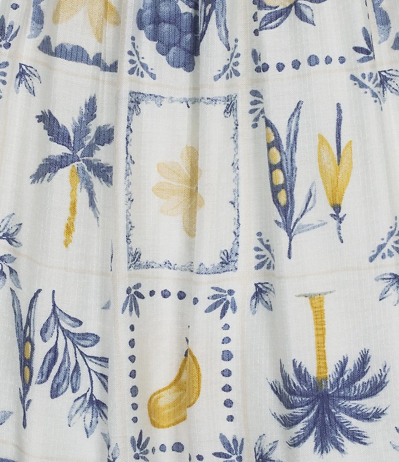 Blu Pepper Tropical Printed Tiered Midi Dress