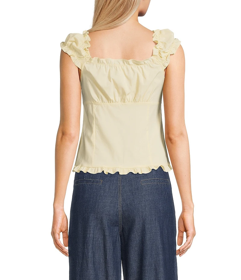 Blu Pepper V-Neck Cap Sleeve Button Front Tank Top