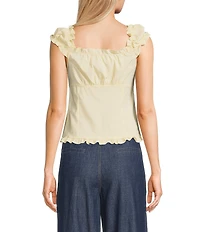 Blu Pepper V-Neck Cap Sleeve Button Front Tank Top