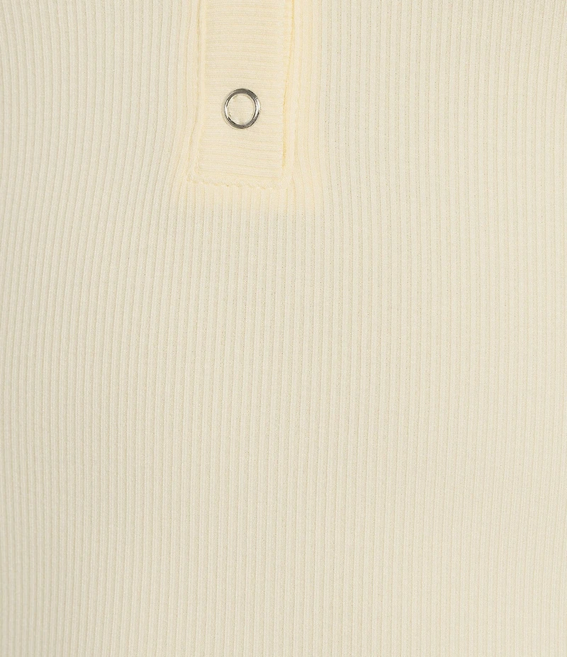 Blu Pepper V-Neck Short Sleeve Half Snap Button Knit Top