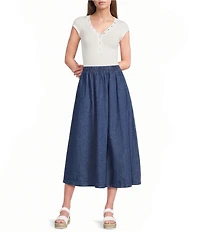 Blu Pepper V-Neck Short Sleeve Half Snap Button Knit Top