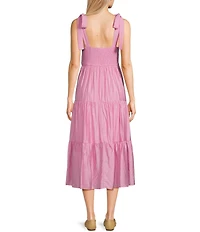 Blu Pepper V-Neck Tie Strap Midi Dress