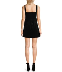 Blu Pepper Velvet Pearl Bow Front Mini Dress