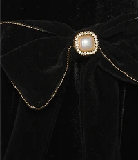 Blu Pepper Velvet Pearl Bow Front Mini Dress