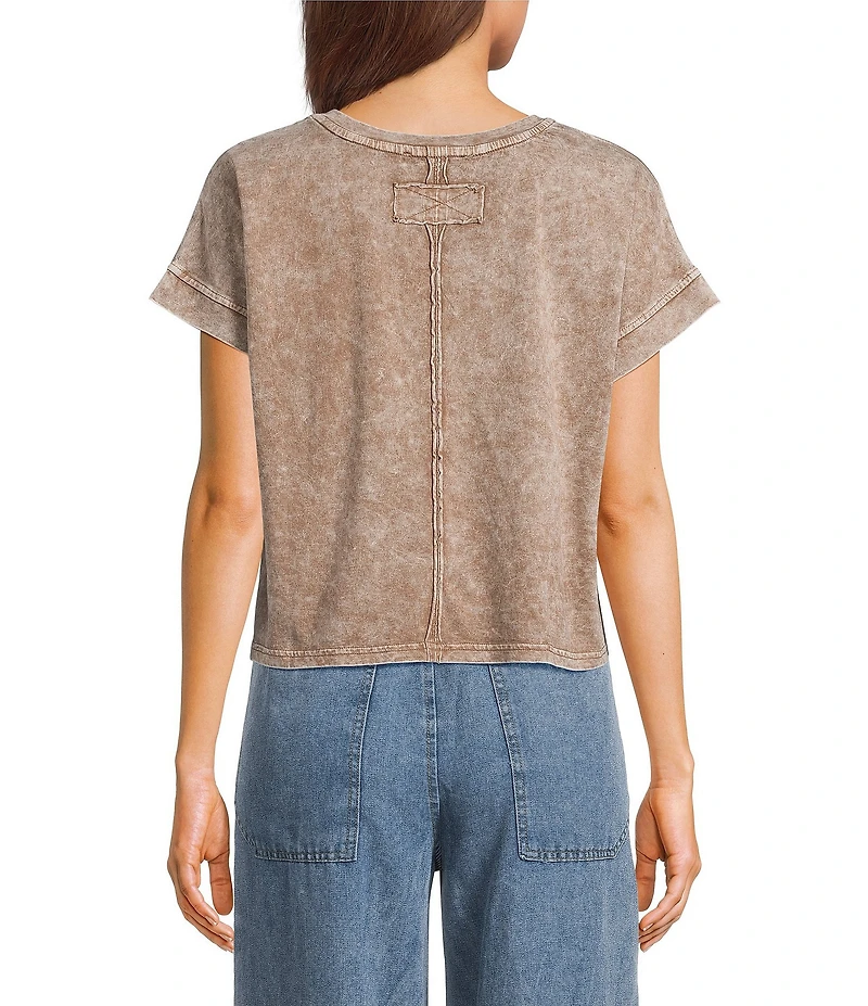 Blu Pepper Washed Boxy Knit Short Sleeve Top