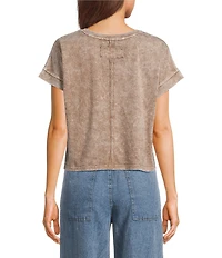 Blu Pepper Washed Boxy Knit Short Sleeve Top