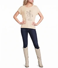 Blu Pepper Western Embroidered Short Sleeve Sweater
