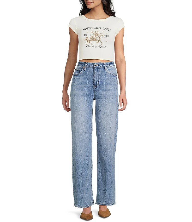 Blu Pepper Western Life Graphic Short Sleeve Crop Top