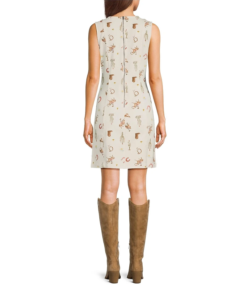 Blu Pepper Western Printed Sleeveless Denim Mini Dress
