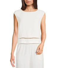 Blu Pepper Woven Sleeveless Ladder Lace Top