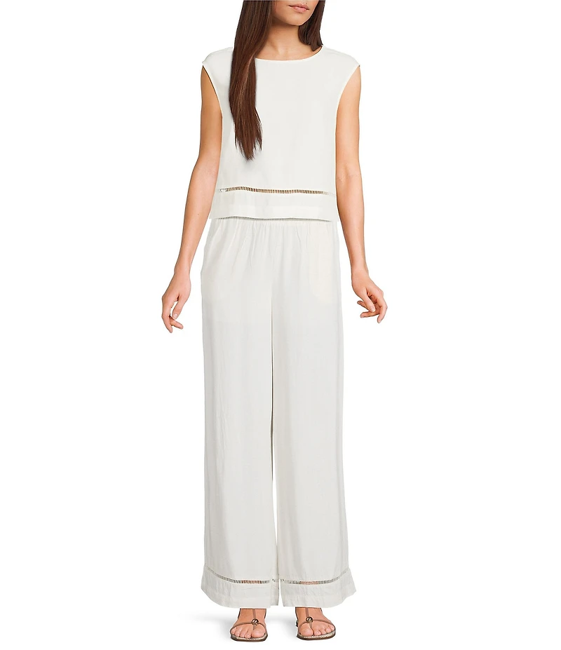 Blu Pepper Woven Wide Leg Ladder Lace Pants
