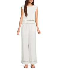 Blu Pepper Woven Wide Leg Ladder Lace Pants