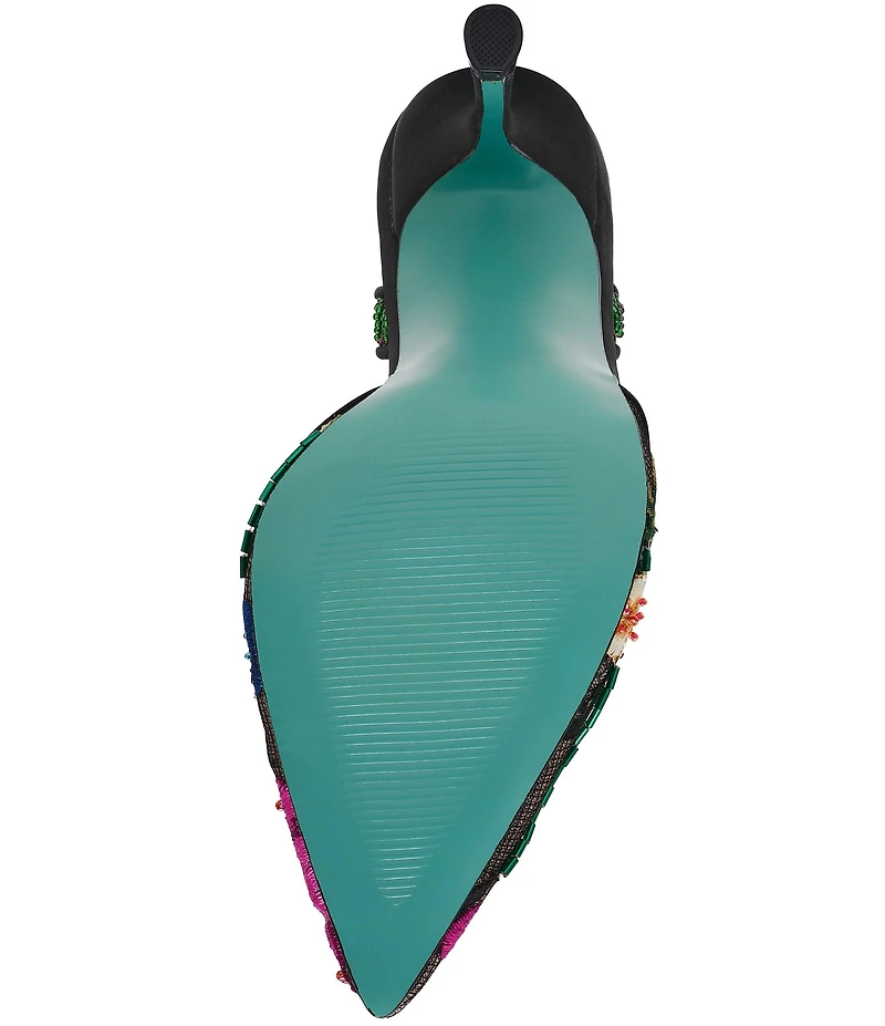 Blue by Betsey Johnson April Mesh Beaded Floral Applique Slingback Pumps