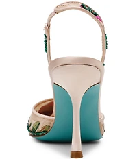 Blue by Betsey Johnson April Mesh Beaded Floral Applique Slingback Pumps