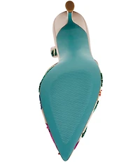 Blue by Betsey Johnson April Mesh Beaded Floral Applique Slingback Pumps