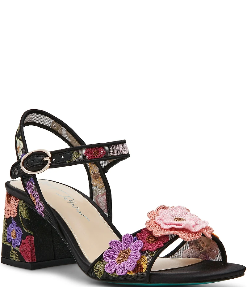 Blue by Betsey Johnson Blare Floral Ornamented Block Heel Dress Sandals
