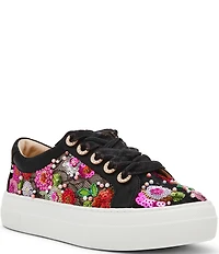 Blue by Betsey Johnson Bonny Floral Embroidered Platform Sneakers
