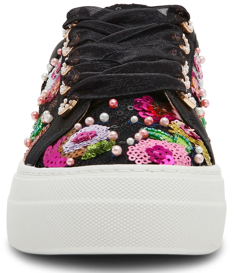 Blue by Betsey Johnson Bonny Floral Embroidered Platform Sneakers