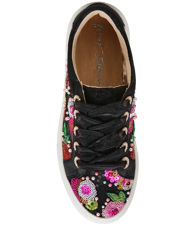 Blue by Betsey Johnson Bonny Floral Embroidered Platform Sneakers