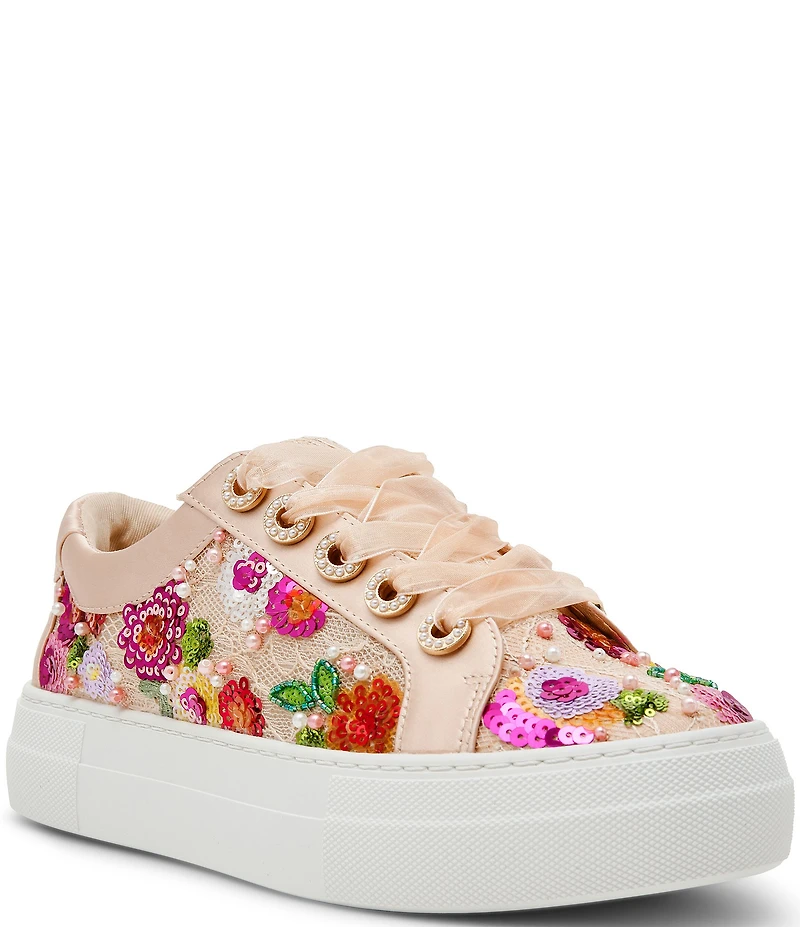 Blue by Betsey Johnson Bonny Floral Embroidered Platform Sneakers