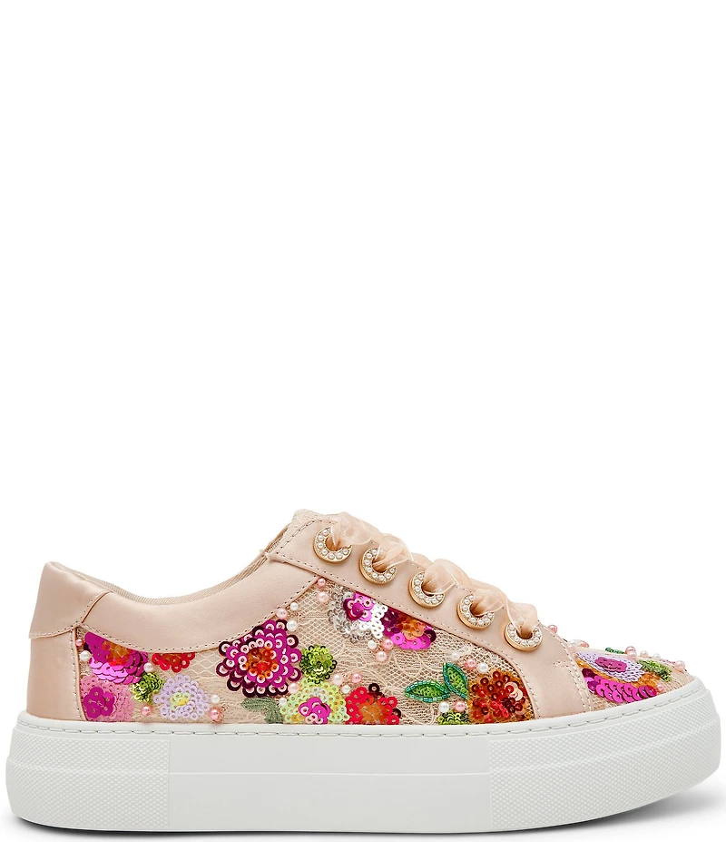 Blue by Betsey Johnson Bonny Floral Embroidered Platform Sneakers