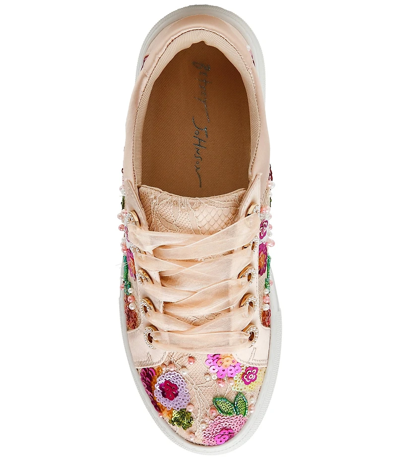 Blue by Betsey Johnson Bonny Floral Embroidered Platform Sneakers