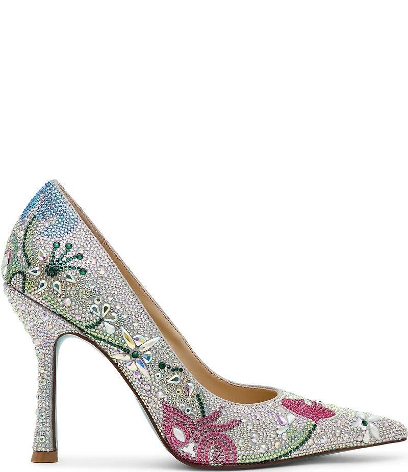 Blue by Betsey Johnson Brice Rhinestone Floral Print Pumps