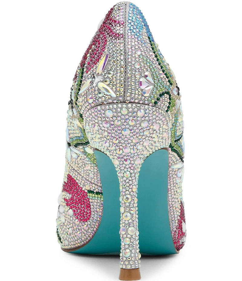 Blue by Betsey Johnson Brice Rhinestone Floral Print Pumps