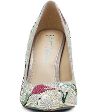 Blue by Betsey Johnson Brice Rhinestone Floral Print Pumps