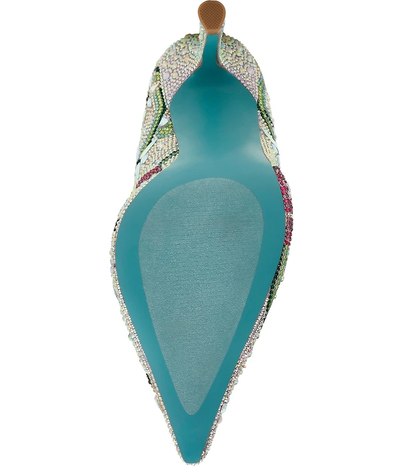 Blue by Betsey Johnson Brice Rhinestone Floral Print Pumps