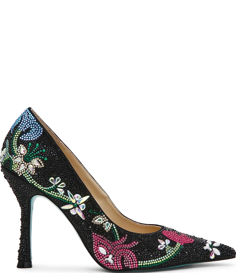 Blue by Betsey Johnson Brice Rhinestone Floral Print Pumps