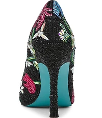 Blue by Betsey Johnson Brice Rhinestone Floral Print Pumps